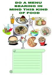 English Worksheet: DO A MENU