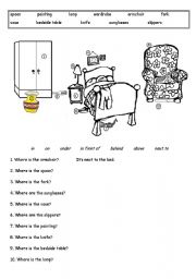 English Worksheet: prepositions of place