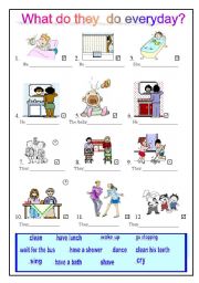 English Worksheet: What do they do everyday?