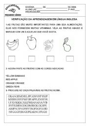 English Worksheet: Fruits