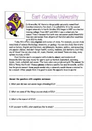 English worksheet: East Carolina University