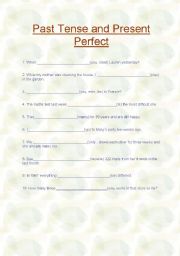 English Worksheet: Past Tense and Present Perfect