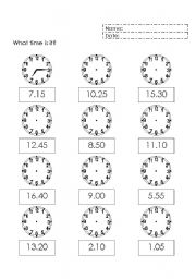 English Worksheet: What time is it? 