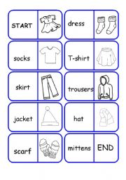 English Worksheet: clothes dominoes