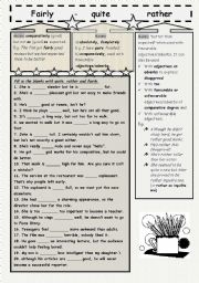English Worksheet: FAIRLY - QUITE - RATHER (BLACK AND WHITE VERSION)