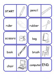 English Worksheet: school stuff dominoes