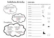 English Worksheet: The Indefinite Article ( a/an)  