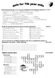 English Worksheet: 7thyear quiz