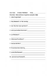 English worksheet: Do or Does - Grammar Worksheet