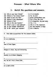 English Worksheet: Pronouns
