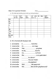 English worksheet: Subject/Verb agreement worksheet