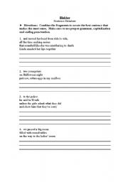 English worksheet: Sentence Structure- 