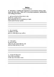 English Worksheet: Sentence Structure- 