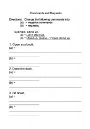 English Worksheet: Commands and Requests