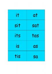 English Worksheet: Jolly Phonics words for book one-first four sounds/s,a,t,i/