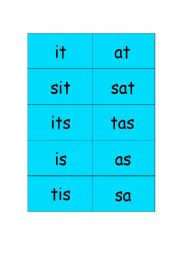 English worksheet: Jolly Phonics words for book one-first four sounds/s,a,t,i/