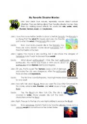 English Worksheet: My Favorite Disaster Movies