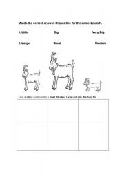 English worksheet: The Three Billy Goat Size Worksheet