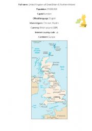 English Worksheet: Map of England
