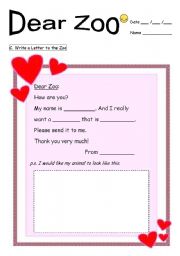 English Worksheet: Dear Zoo