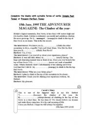 English Worksheet: Reading activity for present perfect tense lesson plan