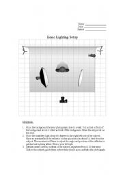 English worksheet: Photography Basic Lighting Setup