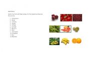 English worksheet: matching fruits