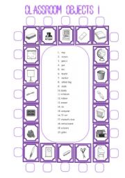English Worksheet: CLASSROOM OBJECTS (1ST PART)
