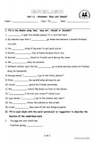 English Worksheet: May and Should Exercise