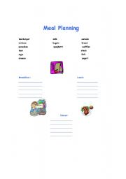 English worksheet: Meal planning