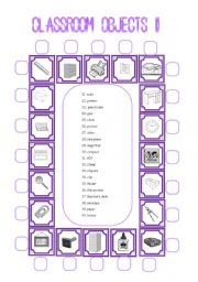 English Worksheet: CLASSROOM OBJECTS (2ND PART)