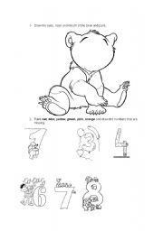 English Worksheet: Face, numbers, and colours