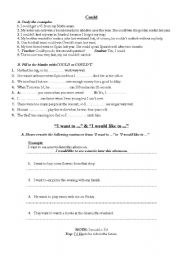 English Worksheet: could-would like