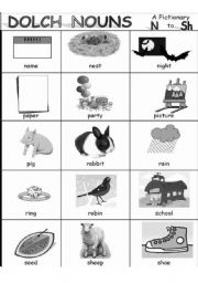 English worksheet:  DOLCH NOUNS PictionaryThe Top Sight words Blackline CopyMasters Part 2: 3 pages 