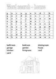 English Worksheet: word search - house