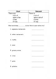 English Worksheet: Count/Non-count noun interview