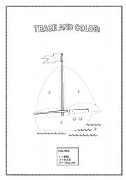 English Worksheet: Trace and color