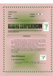 English Worksheet: Reading Comprehension.
