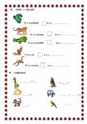 English worksheet: Animals