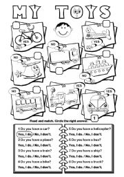 English Worksheet: My Toys (transport vocab)