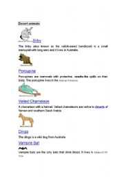 English worksheet: Desert animals