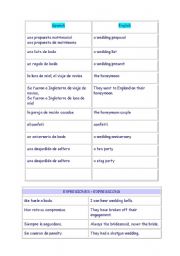 English Worksheet: Vocabulary of weddings (sheet 3)