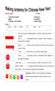 English Worksheet: Making Lanturns for Chinese New Year