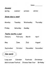 English Worksheet: Seasons,Days,Months