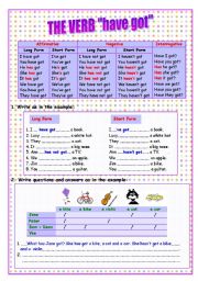 English Worksheet: The verb have got