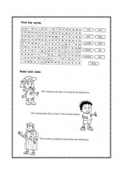 English Worksheet: clothes