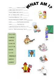 English Worksheet: jobs -short sentences