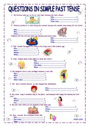 English Worksheet: QUESTIONS IN SIMPLE PAST TENSE