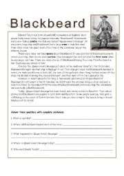 English Worksheet: Blackbeard the Pirate