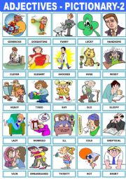 English Worksheet: ADJECTIVES - PICTIONARY -2-